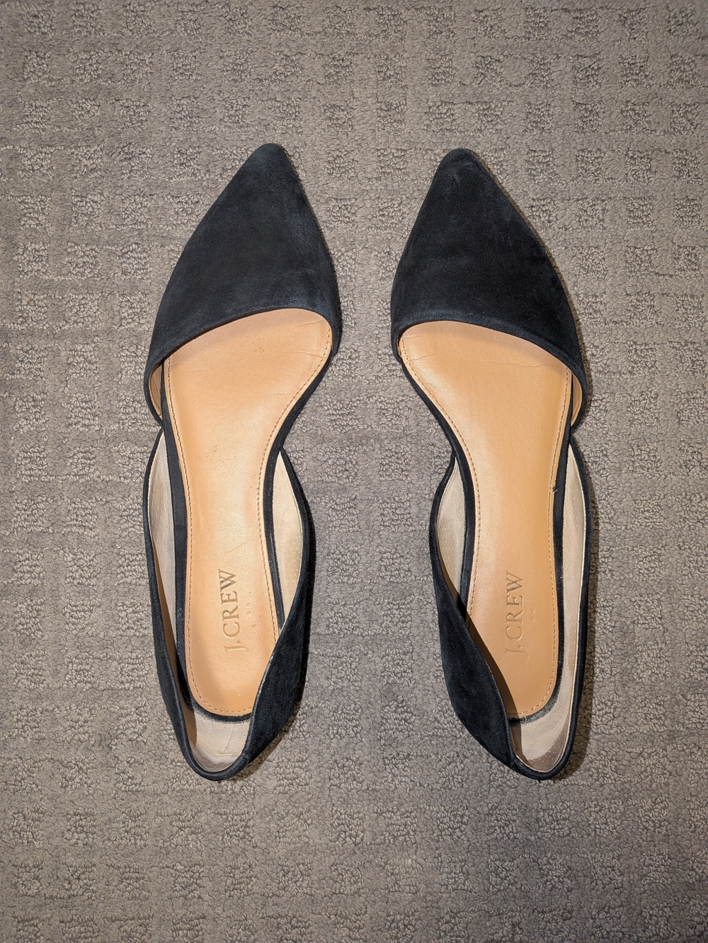 J.Crew Women's Black Suede Pointed-Toe D'Orsay Flats